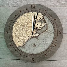 A clock in Raleigh, North Carolina showing Eastern Standard Time