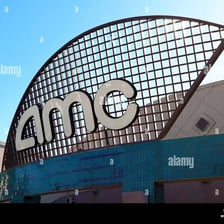 An AMC movie theater with its recognizable marquee