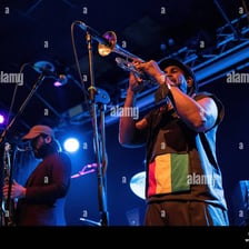 A band performing ska music onstage