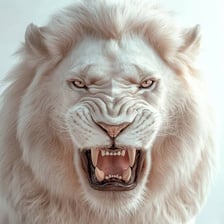 A lion opens its mouth to roar.