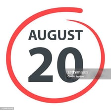 A calendar page with August 20 marked.