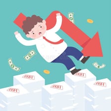 Illustration of a person with an unpaid debt