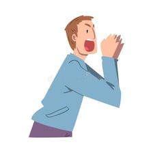 A person raising a hand to get another person’s attention.