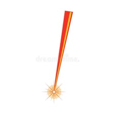 A laser beam converging tightly on a small target