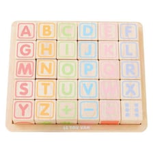 Alphabet blocks displaying the letters A, B, and C.