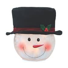 A traditional snowman made of snow and wearing a black top hat