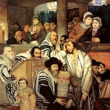 A synagogue setting associated with Yom Kippur