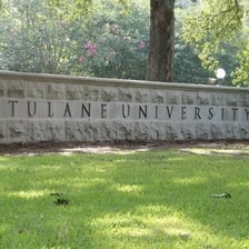 A sign identifying Tulane University.
