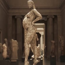 An opera performance and a sculpture representing different arts