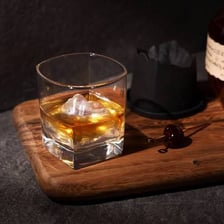 A drink served with several ice cubes.