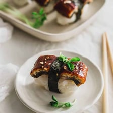 A piece of unagi eel nigiri sushi