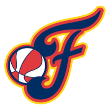 Indiana Fever players in WNBA uniforms on a basketball court.
