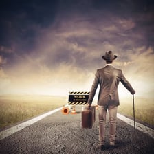 A person walking around an obstacle rather than through it