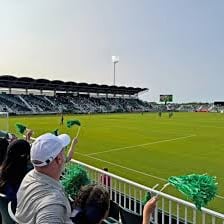 A sports stadium prepared for the first game of a season.