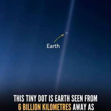 A very small object shown beside a much larger one.