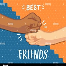 Two people greeting each other with a fist bump