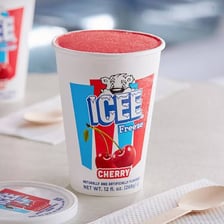 A branded ICEE frozen drink in a cup