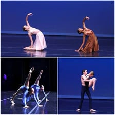 Two ballet dancers performing a pas de deux.