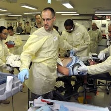 Nurses working in a hospital emergency room
