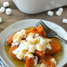 Candied yams served in a baking dish