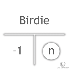 A golf scorecard showing birdie and bogey scores relative to par