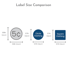Clothing labels showing medium and large sizes