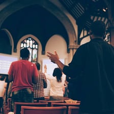 Members of a religious community gathered for worship.