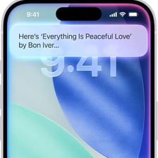 An iPhone displaying the Siri voice assistant interface