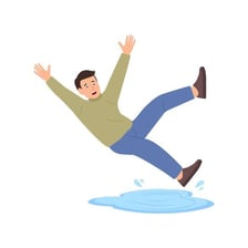 A person sliding across a slippery surface
