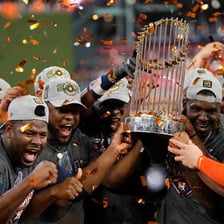 Houston Astros players celebrating a World Series championship