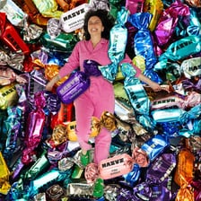 An assortment of individually made chocolate bonbons.