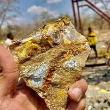 A visible vein of ore running through rock