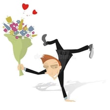 An illustration of someone wildly infatuated or head over heels in love