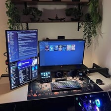 A non-Mac personal computer with a monitor and keyboard