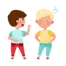 An illustration of a child telling a small lie