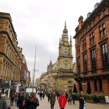 A street scene in Glasgow, Scotland.