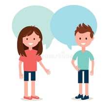 Two people talking and sharing a thought.