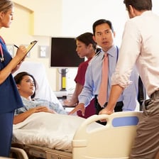 A doctor and nurse working together in a hospital
