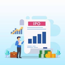 A stock-market illustration representing a company going public