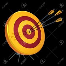 An arrow embedded in the bullseye at the center of a target.