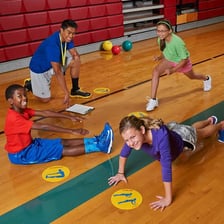 Students participating in a physical-education class.