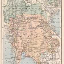 A historical map labeling the region of present-day Thailand as Siam.