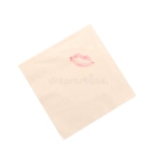 A streak of lipstick marks a white tissue.