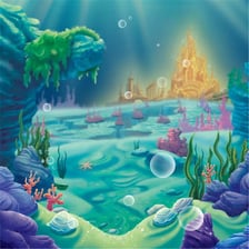Ariel swimming in an underwater sea setting