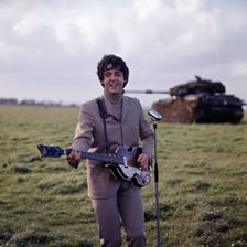 Paul McCartney playing a Höfner bass guitar