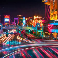 The Las Vegas skyline illuminated by colorful lights