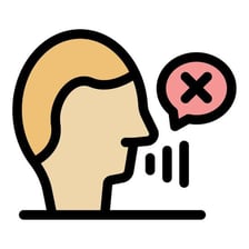 A conversation illustration with one speech bubble expressing “no”