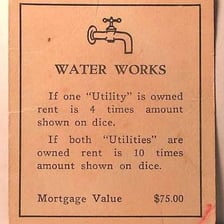 Monopoly board section showing the Electric Company and Water Works utility properties