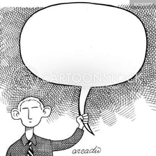 A conceptual illustration suggesting speech without meaningful content.