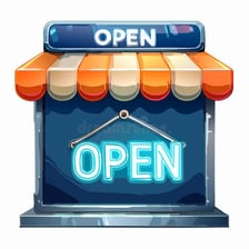 A storefront prepared to receive customers.
